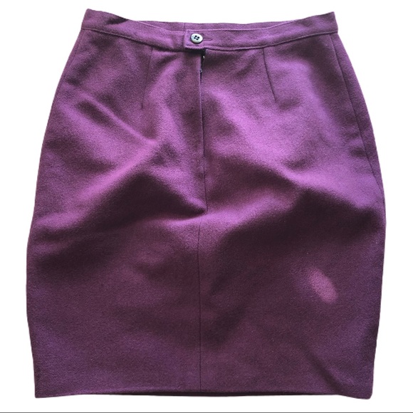 Purple Handmade Wool A-Line Pencil Skirt - Picture 2 of 4